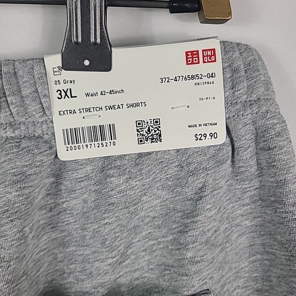 NWT Uniqlo Men's Extra Stretch Sweat Shorts Gray 8" Size 3XL - Picture 6 of 6